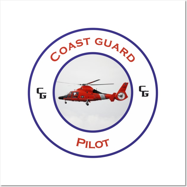 Pilot - US Coastguard search and rescue Helicopter -  Dolphin Wall Art by AJ techDesigns